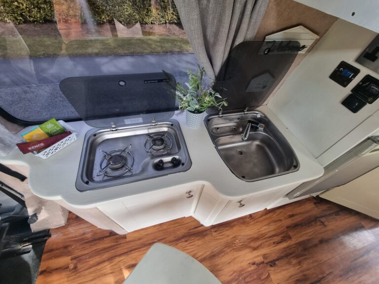 Warrior two-burner gas hob and sink