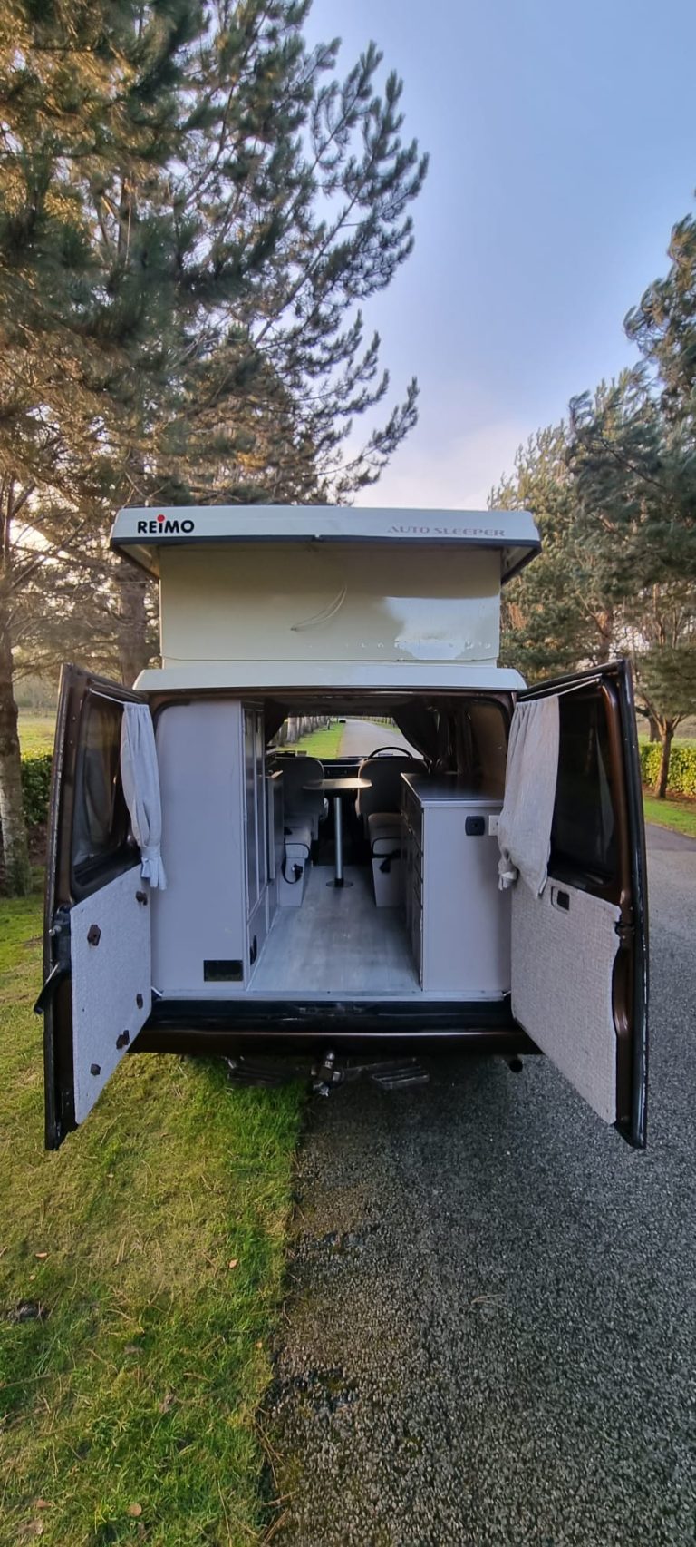 Layla open rear doors and interior aisle