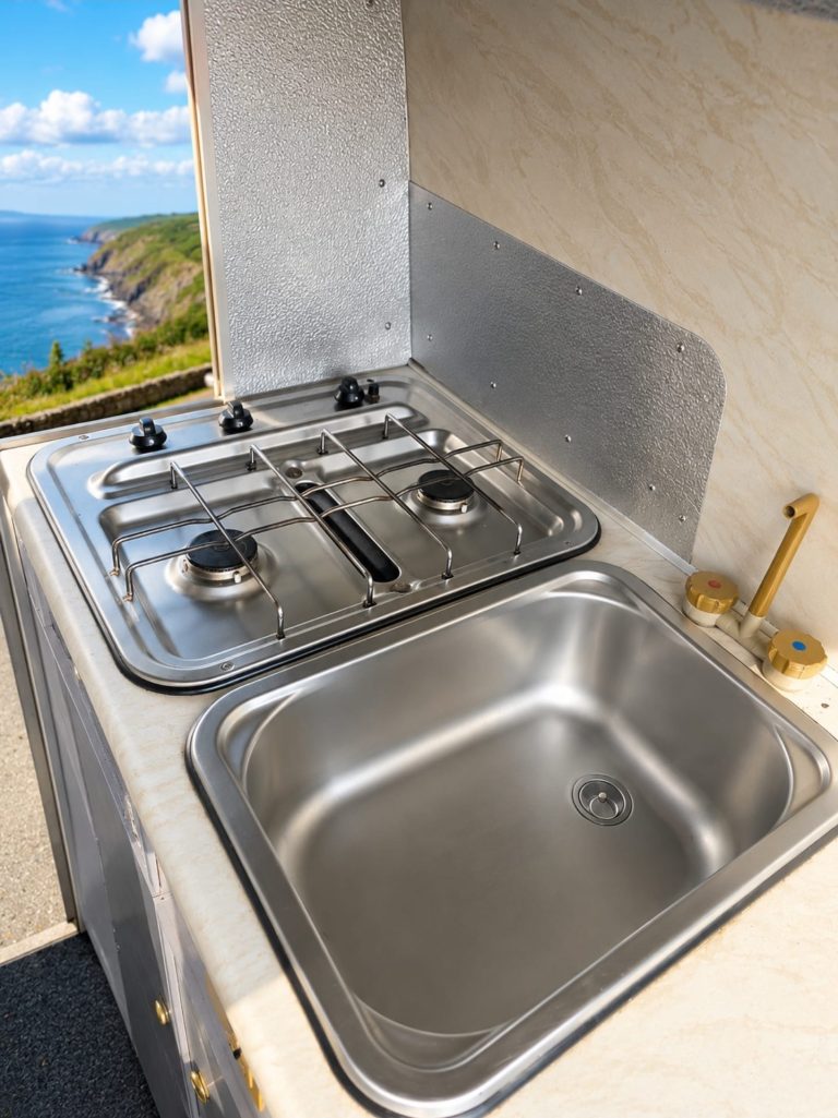 Maverick kitchen sink and two-burner gas hob