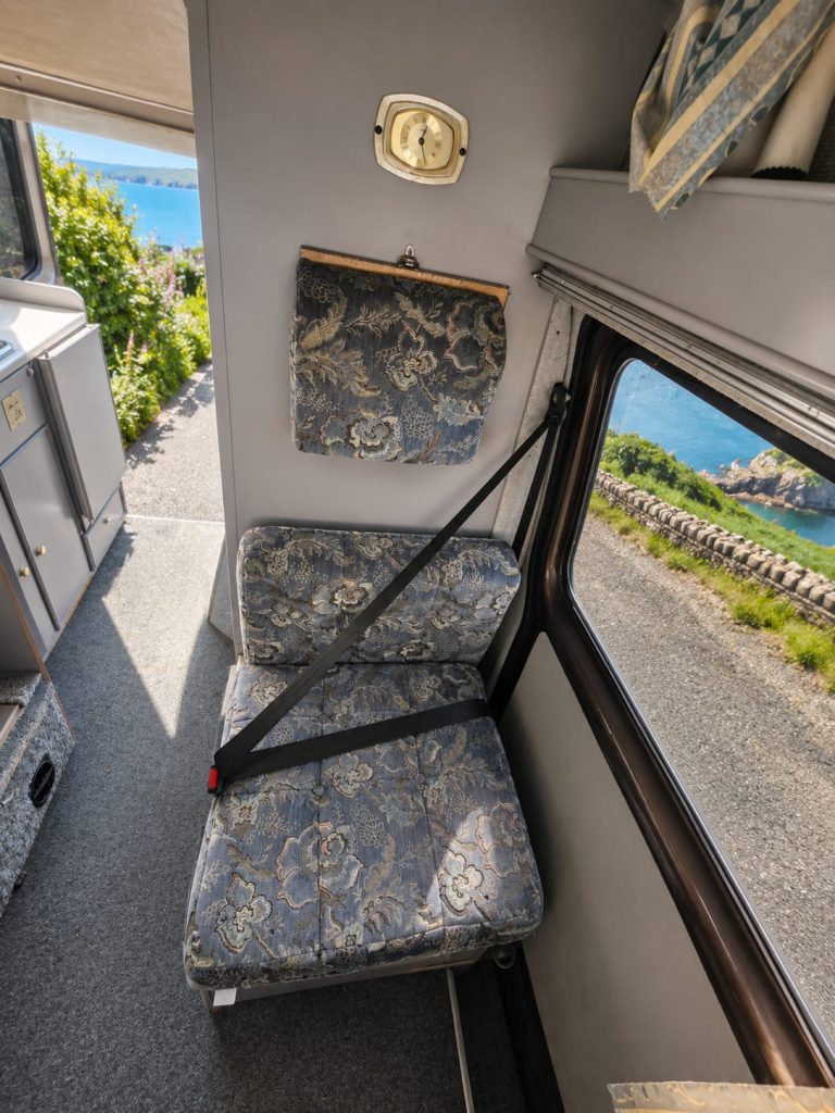 Maverick interior bench seat beside the window